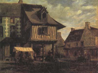 Theodore Rousseau Marketplace in Normandy (san04) France oil painting art